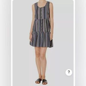 Mod-o-doc Los Angeles Blue Sandcastle Striped Button Front Tank Dress